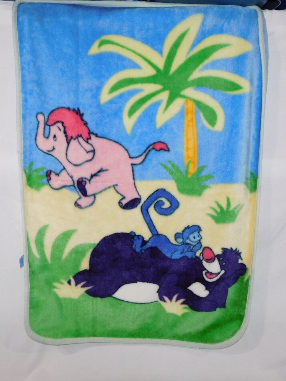 VTG Disney Baby The Jungle Book Baloo Hathi Jr Fleece Plush Blanket 42" x 30"